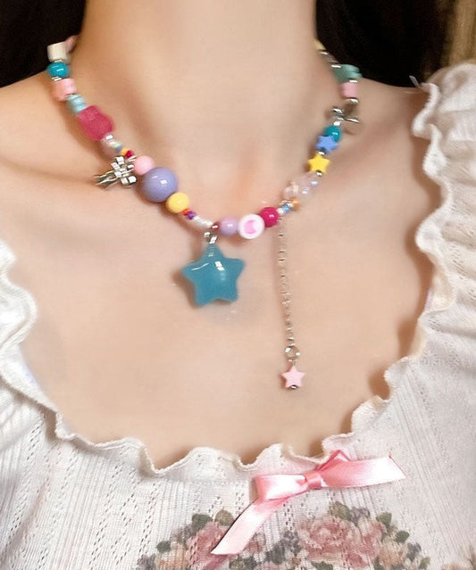 Neuartige Halskette mit blauem Stern-Perlenanhänger