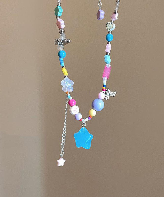 Collar con colgante de estrella azul novedoso