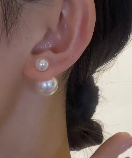 Pendientes colgantes de cobre dorado con perla y circonitas novedosos