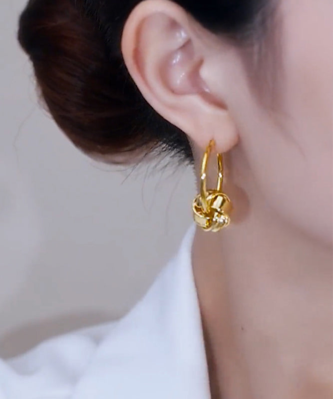 Pendientes de aro con circonitas doradas y cobre dorado novedosos