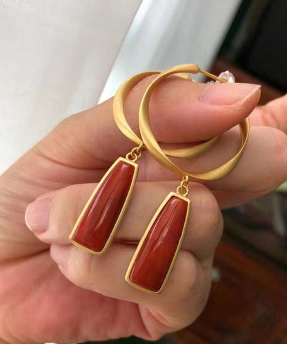 Pendientes colgantes de jade verde en plata de ley novedosos