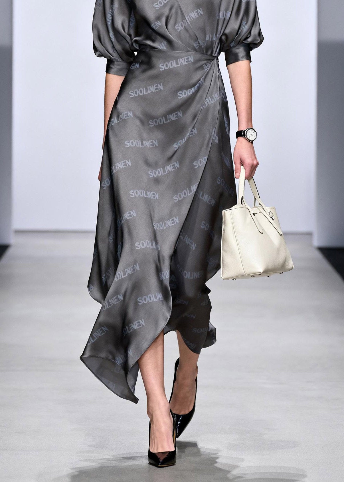 Novelty Grey Asymmetrical Cinched Long Dress Summer