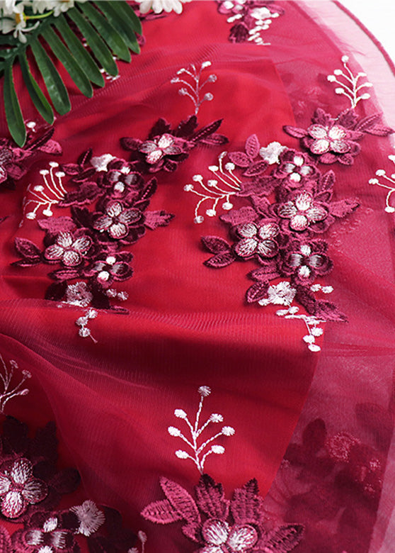 Neuheit Mulberry bestickt Blumen elastische Taille Tüll A-Linie Rock Frühling