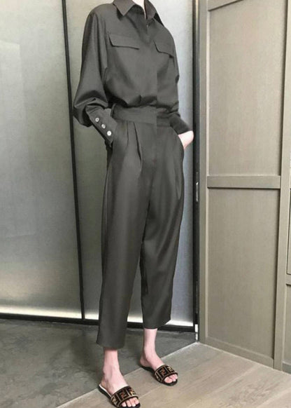 Novelty Peter Pan Collar Tunic Jumpsuit Spring