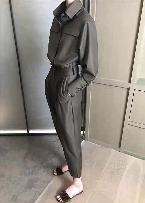Novelty Peter Pan Collar Tunic Jumpsuit Spring
