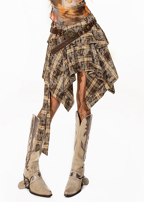 Novelty Plaid Patchwork Asymmetrical Skirts