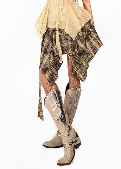 Novelty Plaid Patchwork Asymmetrical Skirts