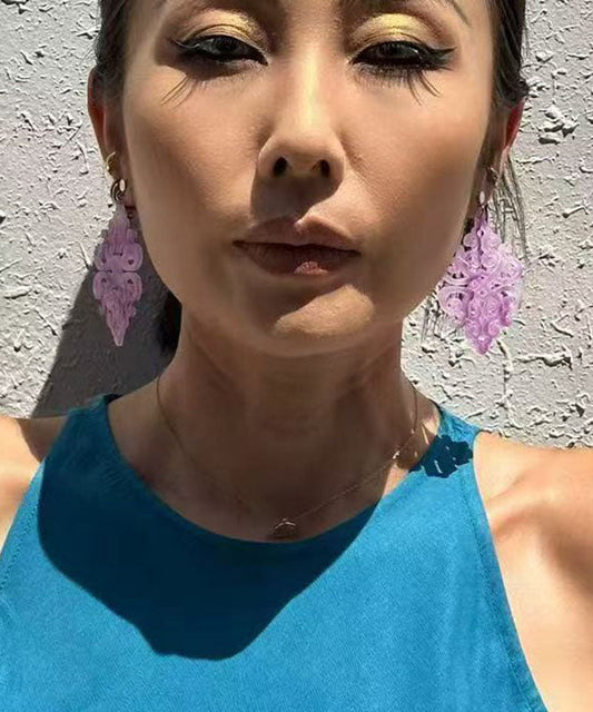 Pendientes colgantes de nube hueca de acrílico morado novedosos