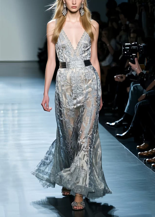 Novelty Silvery Jacquard Silm Fit Vestidos Dress Summer