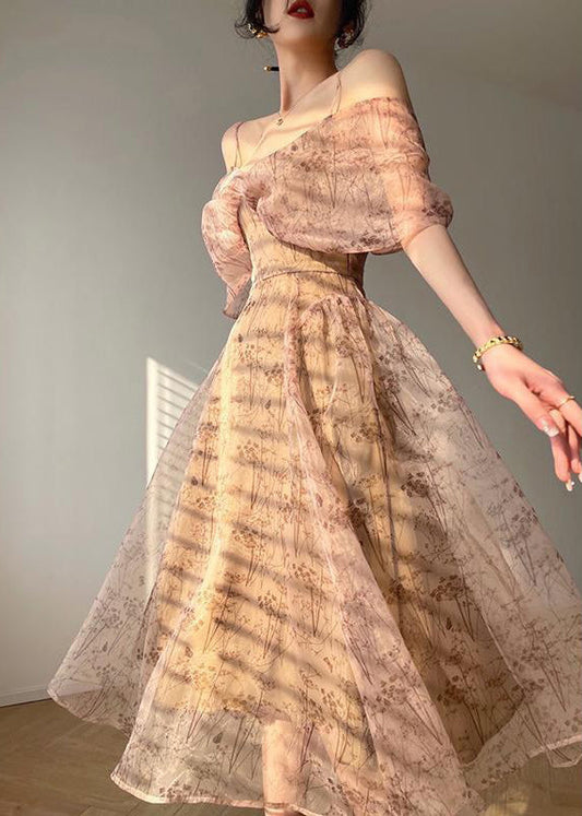 Neuheit Reißverschluss Print Chiffon Spaghettiträger Kleid Sommer