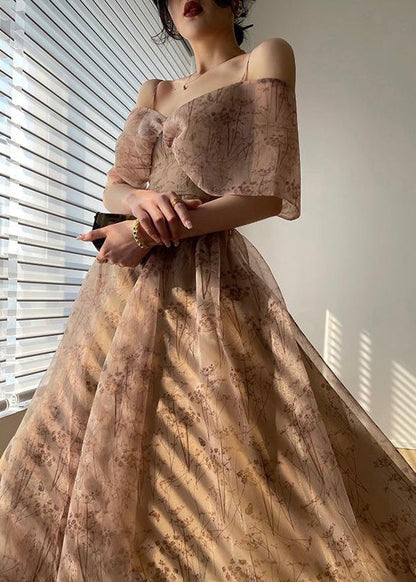 Neuheit Reißverschluss Print Chiffon Spaghettiträger Kleid Sommer