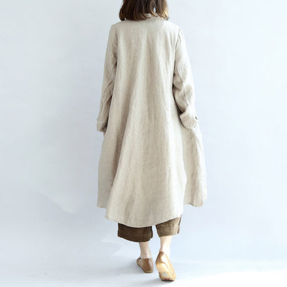 Nackt bestickte Leinenkleider übergroße Kaftane Leinenkleid langes Kleid