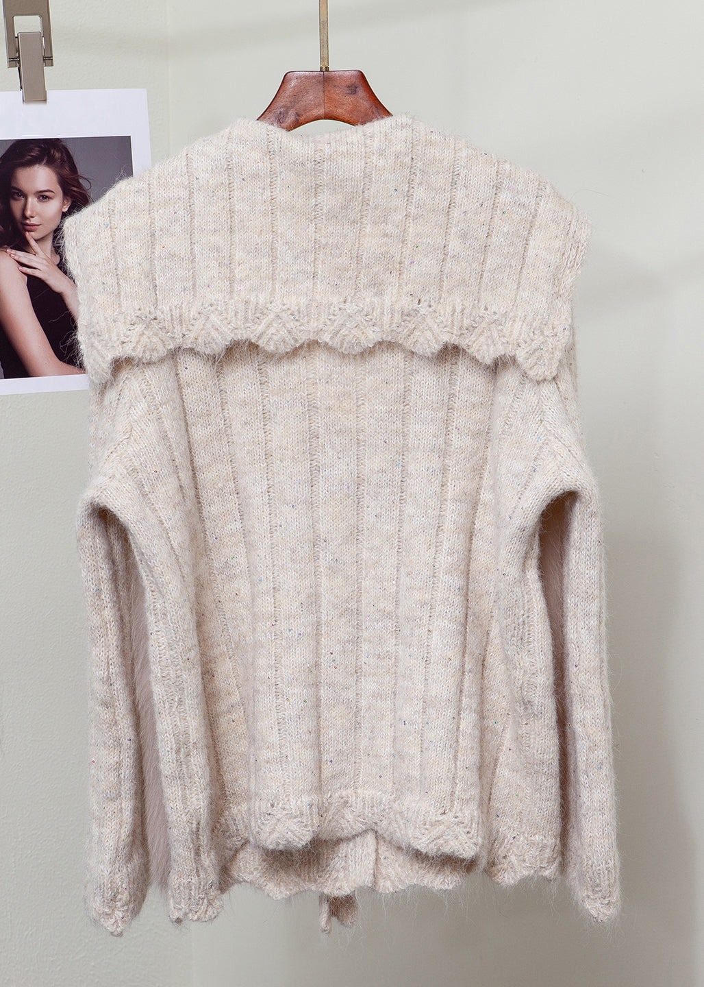 Suéteres de invierno de punto con patchwork floral de avena y piel de zorro