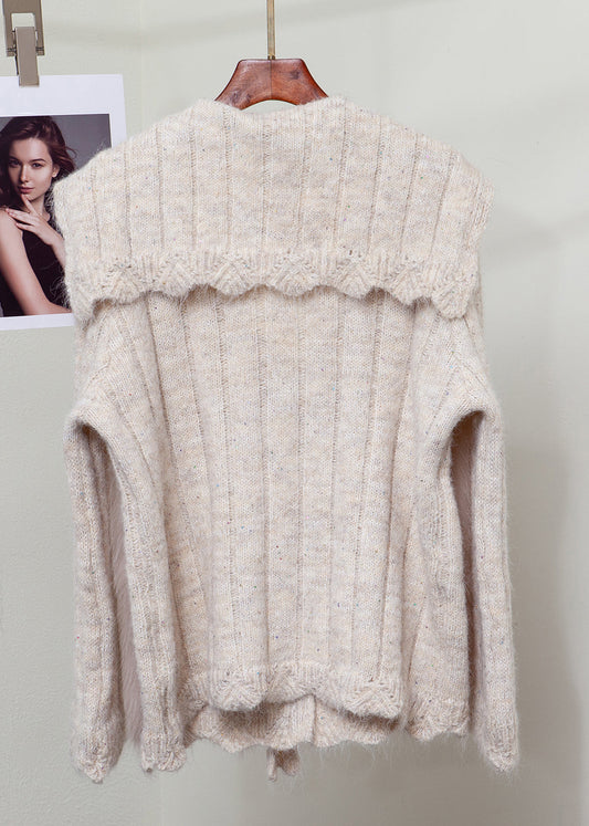 Suéteres de invierno de punto con patchwork floral de avena y piel de zorro