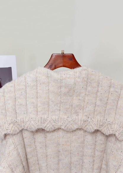 Suéteres de invierno de punto con patchwork floral de avena y piel de zorro