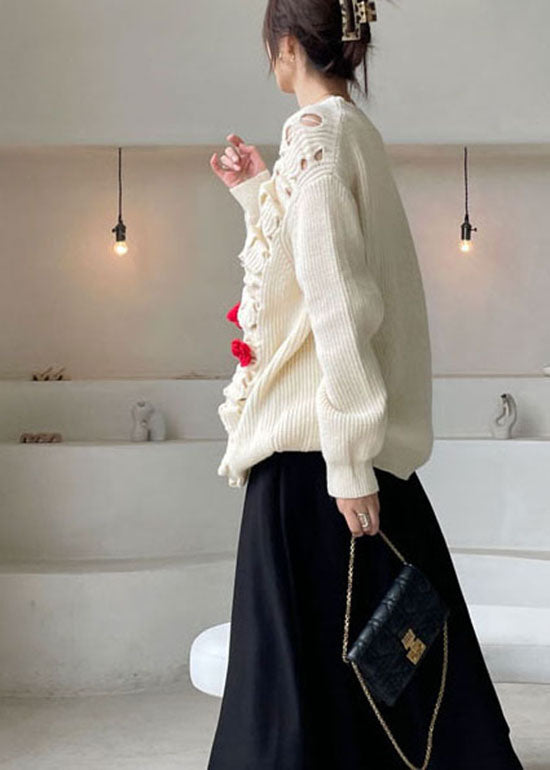 Bio Apricot Hollow Out Floral Strickpullover Winter