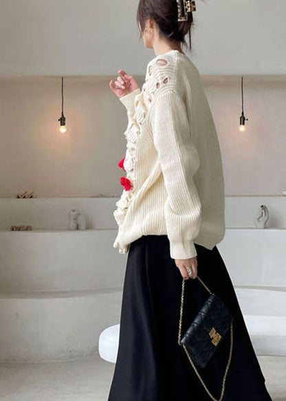 Bio Apricot Hollow Out Floral Strickpullover Winter