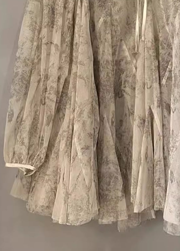 Blusa de encaje con lazo y mangas farol con estampado de albaricoque orgánico