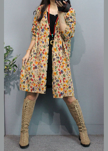 Bio Apricot V-Ausschnitt Print Button Herbst Blumen Pullover Cardigans