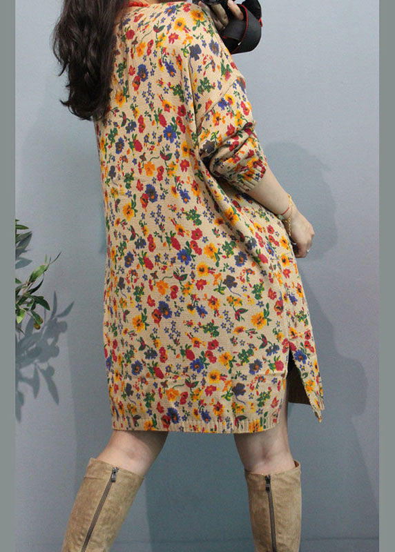 Bio Apricot V-Ausschnitt Print Button Herbst Blumen Pullover Cardigans