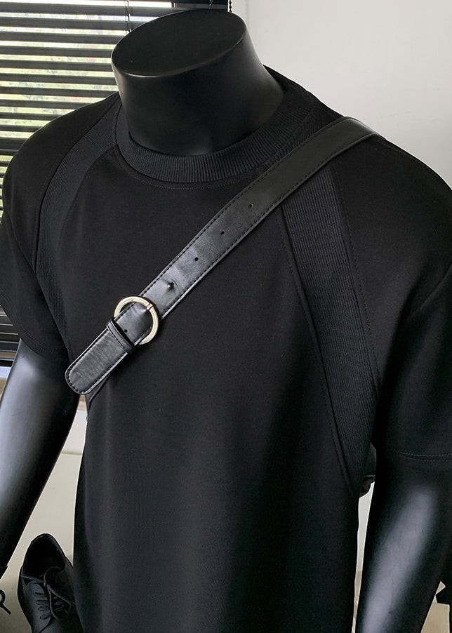 Organic Black O-Neck Cotton T Shirts Men Apparel Summer