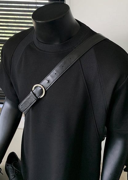 Organic Black O-Neck Cotton T Shirts Men Apparel Summer