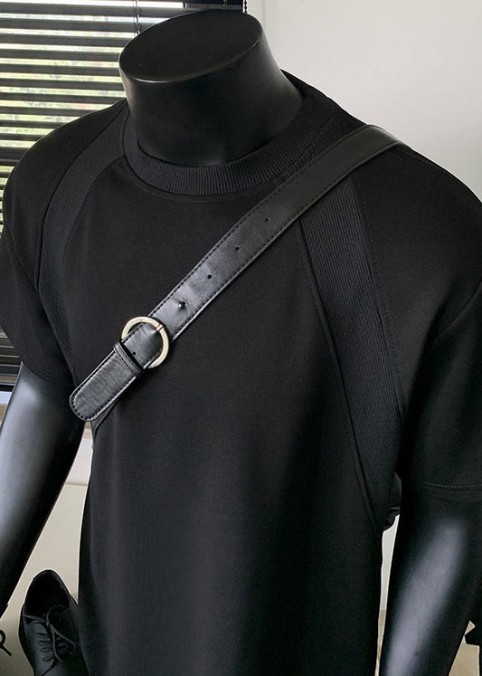 Organic Black O-Neck Cotton T Shirts Men Apparel Summer