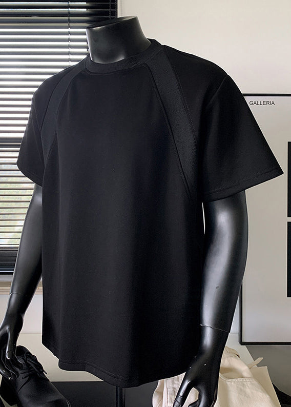 Organic Black O-Neck Cotton T Shirts Men Apparel Summer
