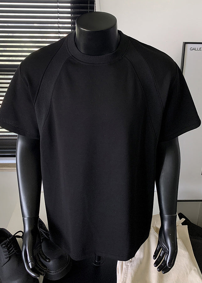 Organic Black O-Neck Cotton T Shirts Men Apparel Summer