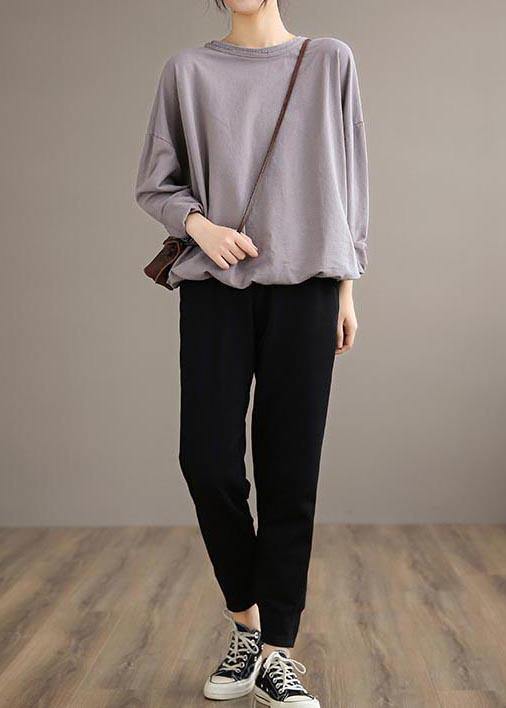 Organic Black Pants Plus Size Clothing Spring Elastic Waist Gifts Casual Pants - SooLinen