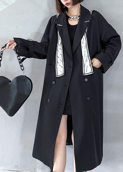 Organic Black Peter Pan Collar Button Pockets Fall Top Long sleeve - SooLinen