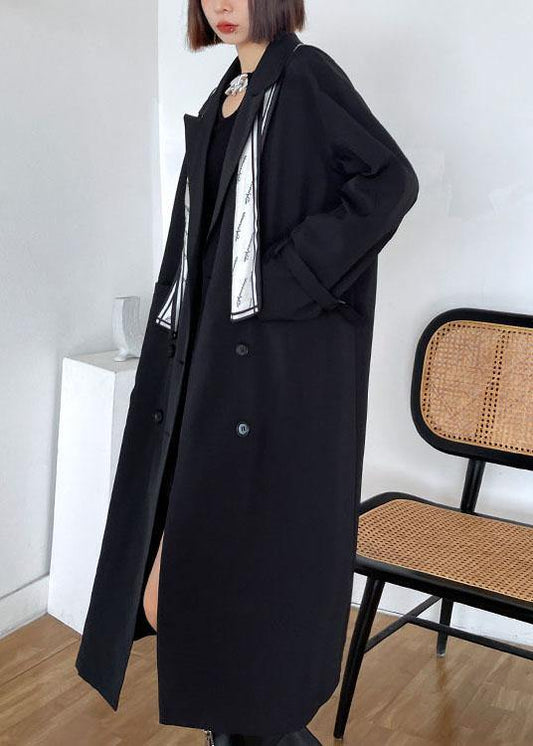 Organic Black Peter Pan Collar Button Pockets Fall Top Long sleeve - SooLinen