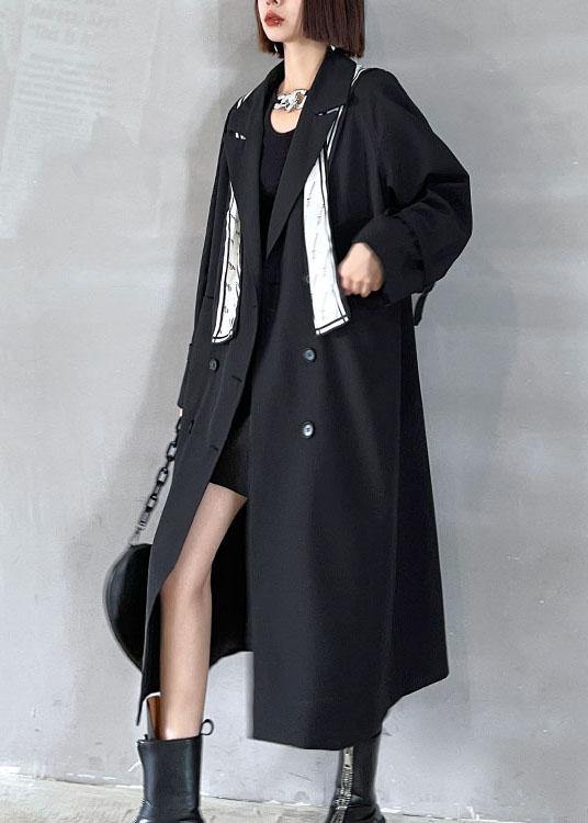 Organic Black Peter Pan Collar Button Pockets Fall Top Long sleeve - SooLinen