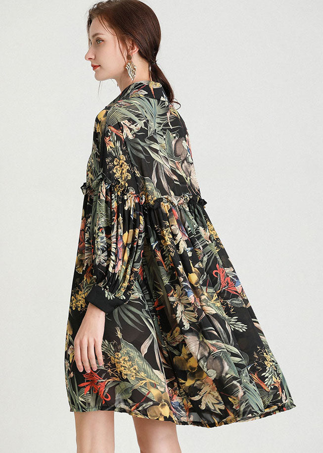 Bio-Schwarz-Druckknopf-Mode Herbst Langarmkleider