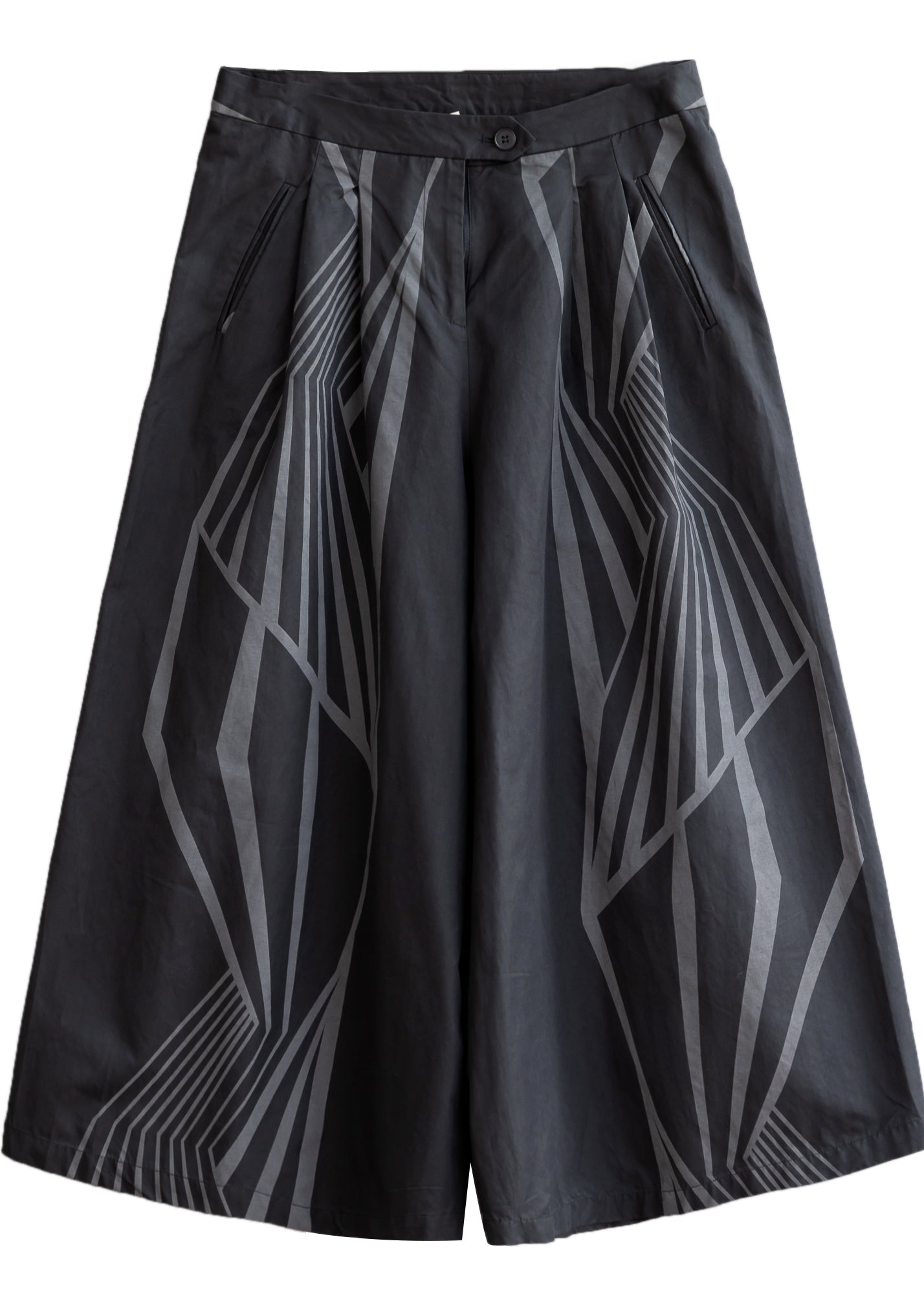 Bio-Baumwolle mit weitem Bein in Schwarz, bedruckt, Frühling