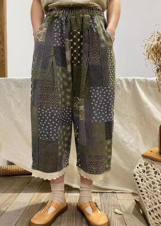 Bio-Baumwollhose mit blauen Taschen und Print, Frühling