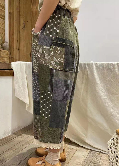 Bio-Baumwollhose mit blauen Taschen und Print, Frühling