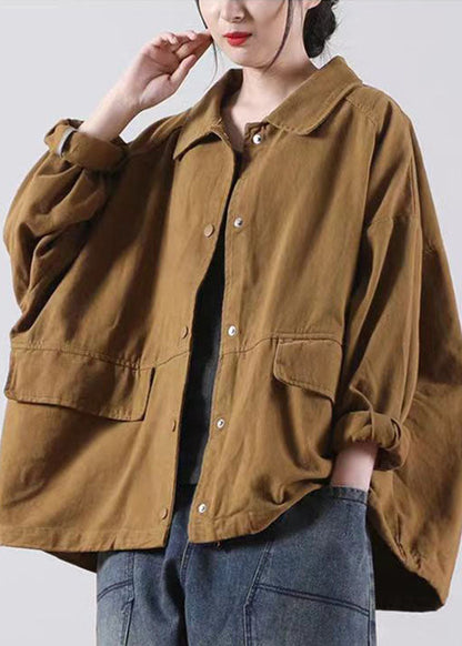 Bio Braun Peter Pan Kragen Knopf Patchwork Herbst Mantel Langarm