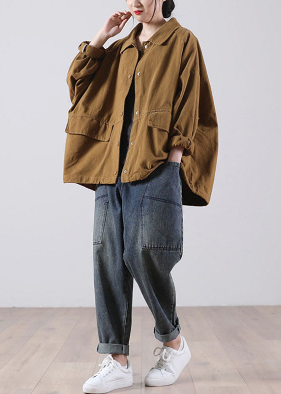 Bio Braun Peter Pan Kragen Knopf Patchwork Herbst Mantel Langarm