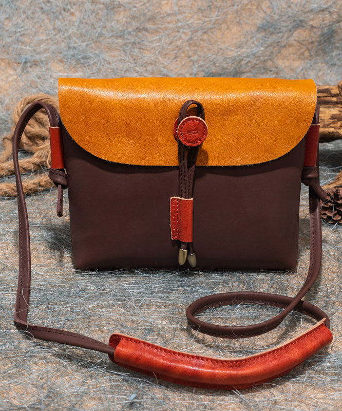 Bio Braun Gelb Mode Paitings Kalbsleder Satchel Handtasche