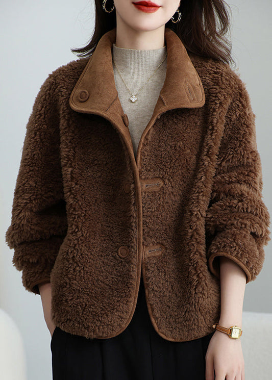 Organic Coffee Wear On Both Sides Teddy Woolen Jacket Winter