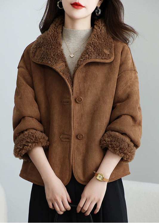 Organic Coffee Wear On Both Sides Teddy Woolen Jacket Winter