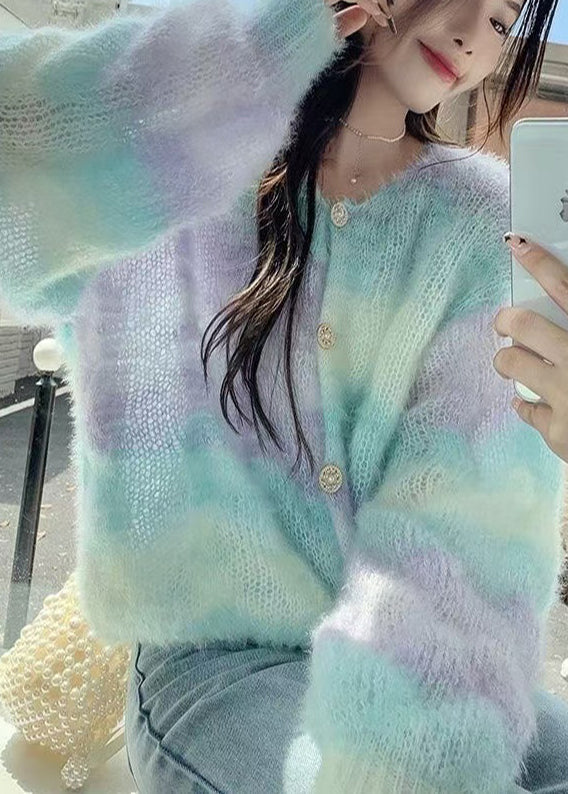 Organic Gradient Color Oversized Knit Loose Jacket Spring