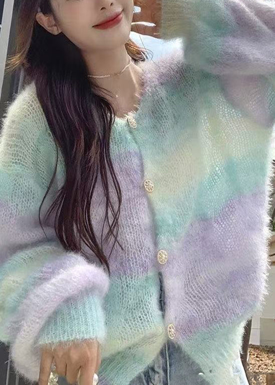 Organic Gradient Color Oversized Knit Loose Jacket Spring