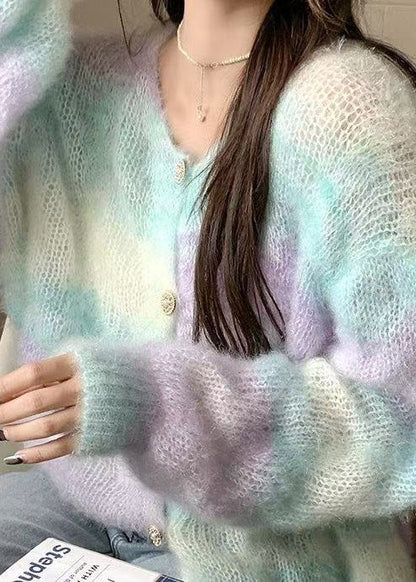 Organic Gradient Color Oversized Knit Loose Jacket Spring