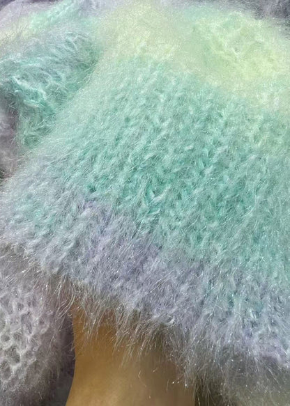 Organic Gradient Color Oversized Knit Loose Jacket Spring