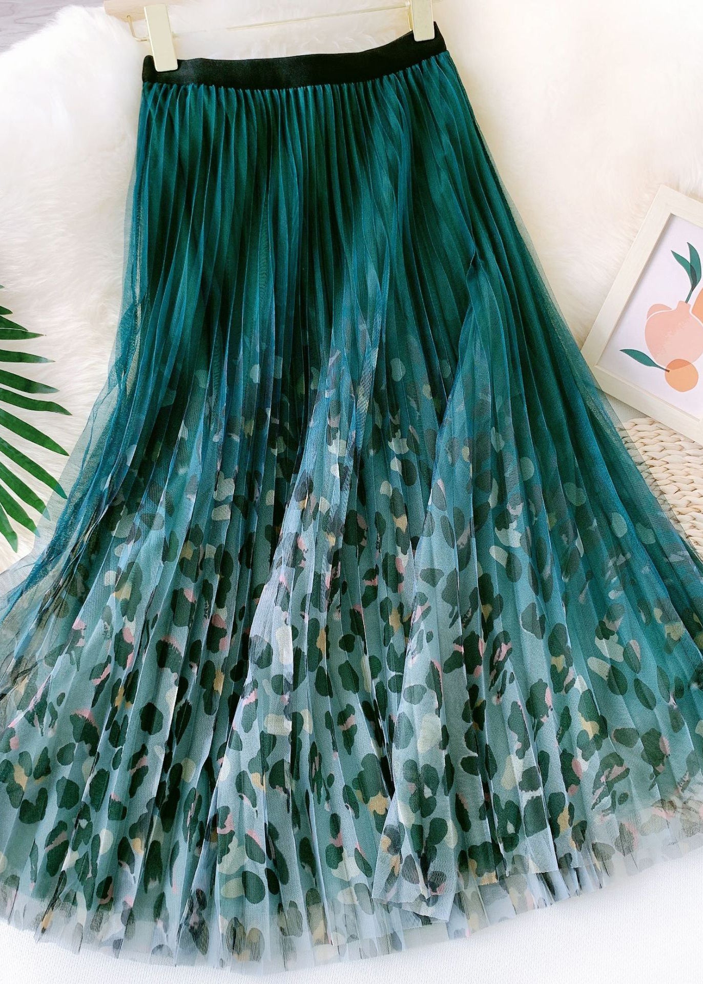 Bio-grüner Leopardenmuster-Mode-Gerade-Herbstrock