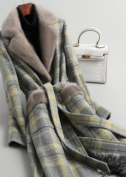 Bio Grün Peter Pan Kragen Plaid Wollmäntel Winter