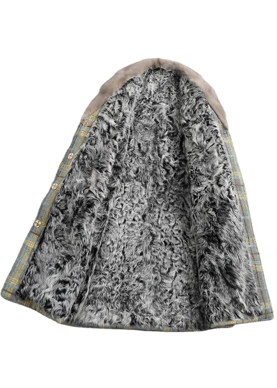 Bio Grün Peter Pan Kragen Plaid Wollmäntel Winter