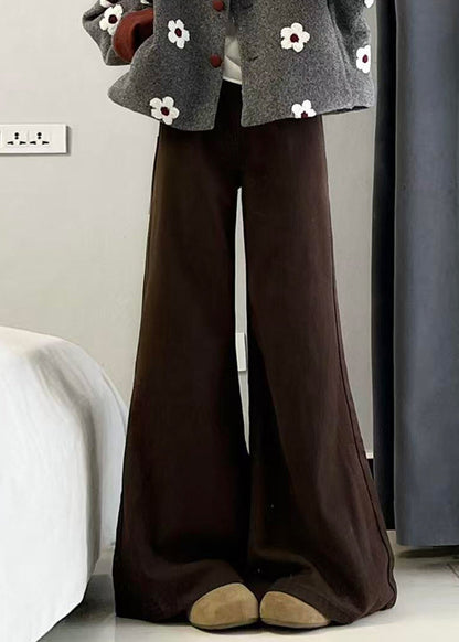 Conjunto de dos piezas de abrigo de lana con botones y pantalones anchos con estampado gris orgánico para invierno.